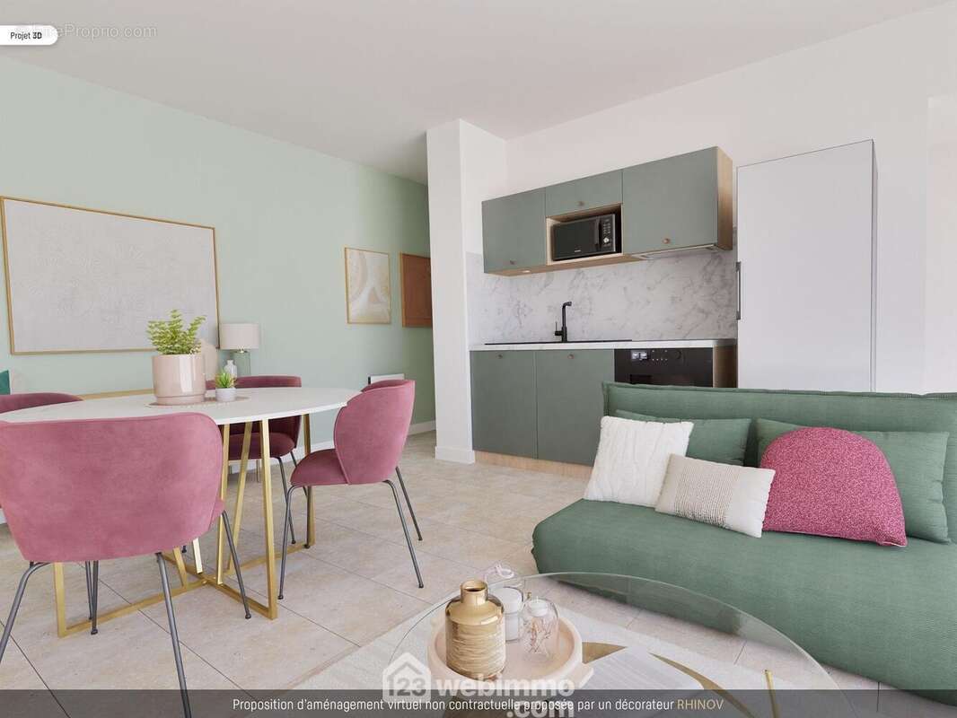 Ici, une proposition virtuelle 3D d&#039;aménagement. - Appartement à POITIERS