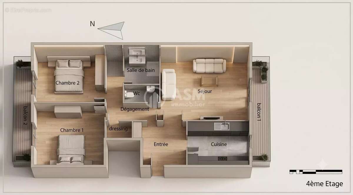 A VENDRE - 3 pièces avec balcons, parking et cave - photo 2