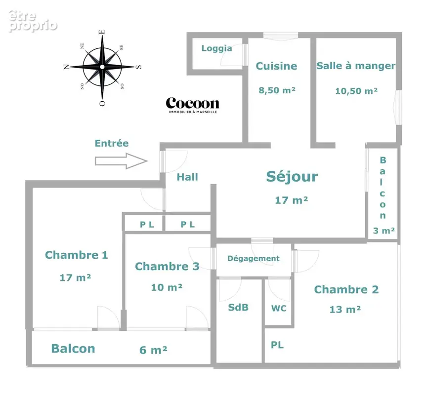La Rouvière. Appartement T4/T5 de 86 m² en étage élevé avec triple exposition, vue mer et collines. - photo 4