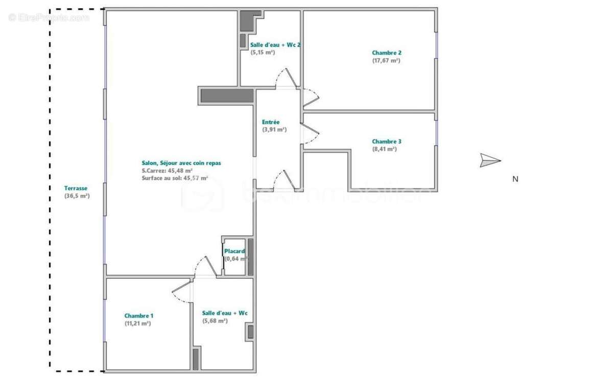 Cannes prado - isola bella -  appartement 4 pieces 98m² - terrasse 37m² - calme - 10 min rue d'antibes à pied - photo 14