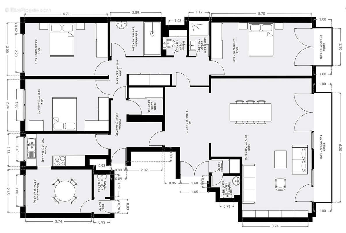 Appartement à PARIS-19E