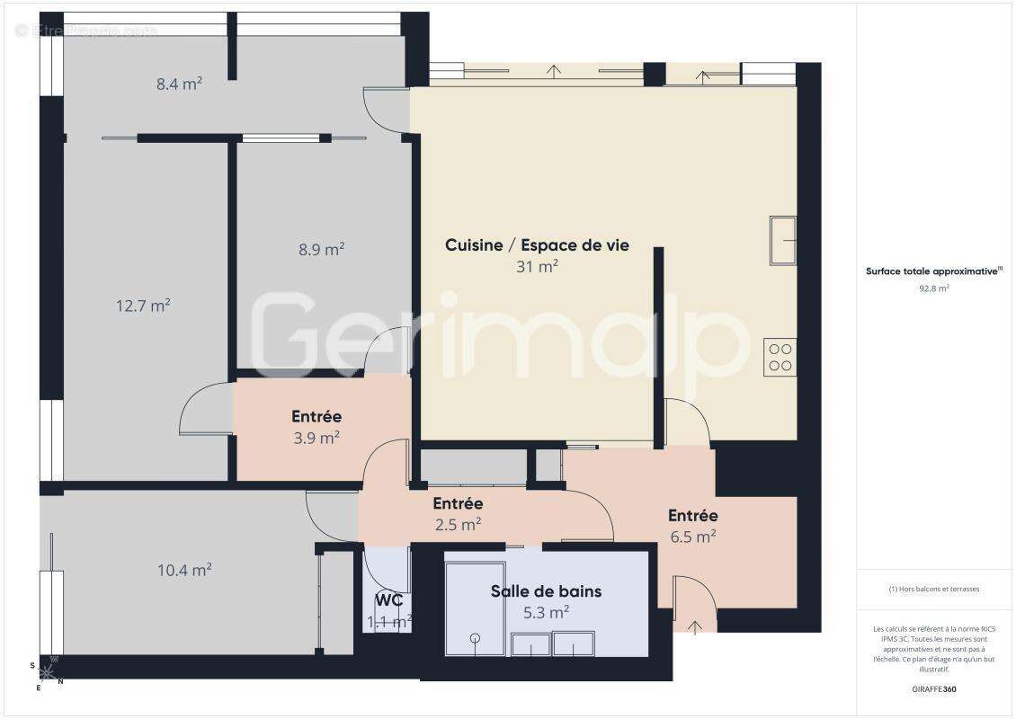 Vente - Appartement - 4 pièces + cuisine - 84 m² - 359 000 € - - photo 11