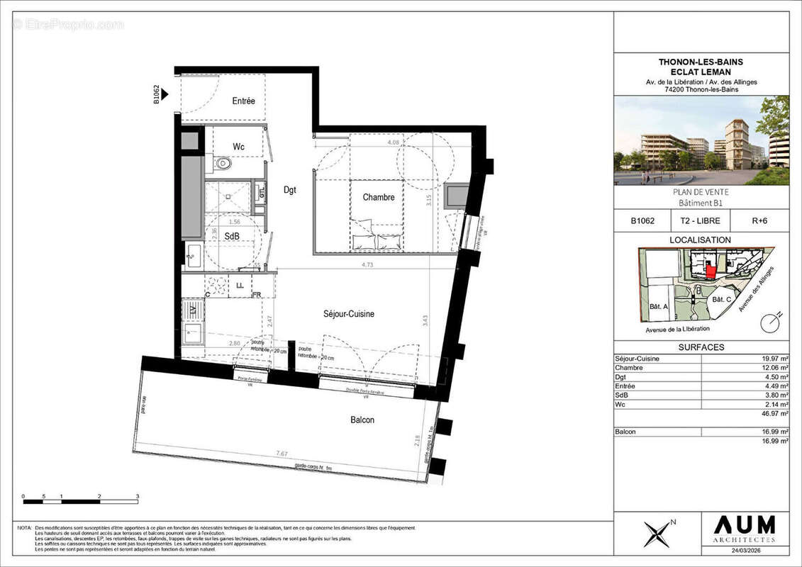 THONON LES BAINS - Appartement T2 - 46.97m² - photo 2