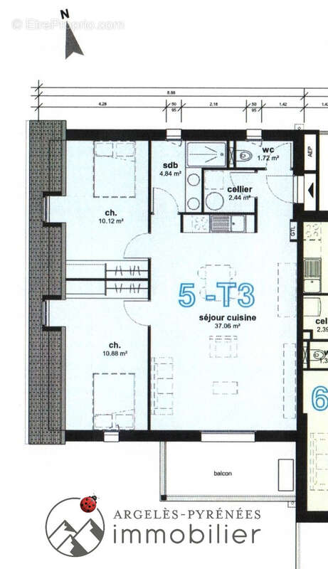 Argeles-gazost   appartement t3 neuf avec balcon   proche quartier thermal - photo 2