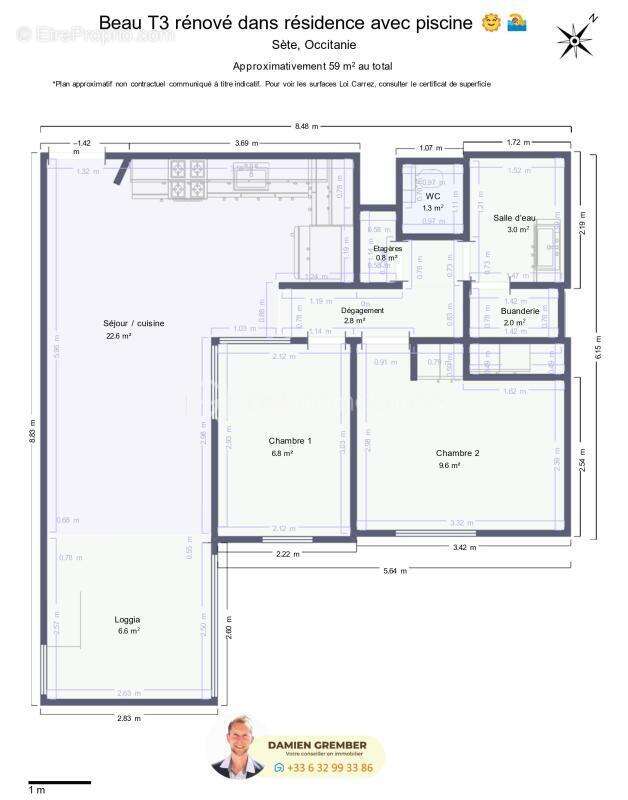  Charmant T3 rénové de 48 m² avec terrasse, vue pinède & piscine  - photo 6