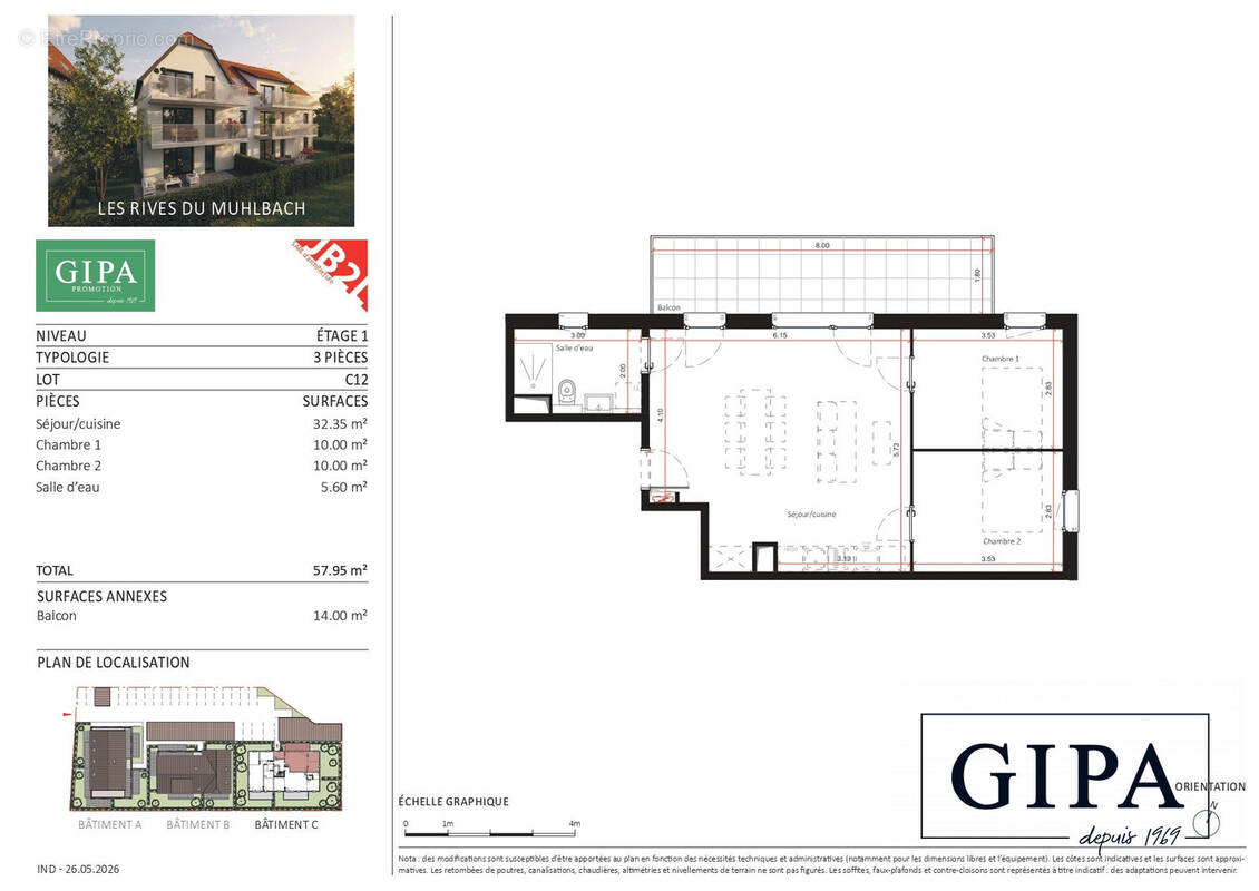 Appartement à OBERSCHAEFFOLSHEIM