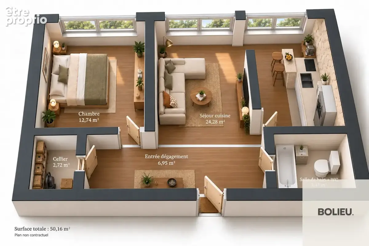 Appartement T2 de 50,16 m2   Un intérieur chaleureux et fonctionnel - photo 9