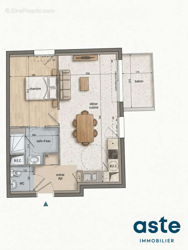 Vue mer, Balcon, Cuisine aménagée, Cuisine équipée, Ascenseur, Neuf, 2025, T2, Type 2, Sud-Est, Le Rody, Guipavas, Brest, Plain-pied, PMR, Investissement, Premier achat, Sans travaux - Appartement à GUIPAVAS