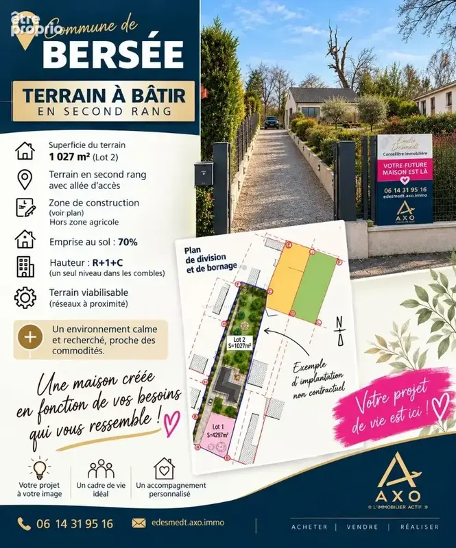 Terrain à bâtir  bersée  1 026 m²  libre de constructeur - photo 3