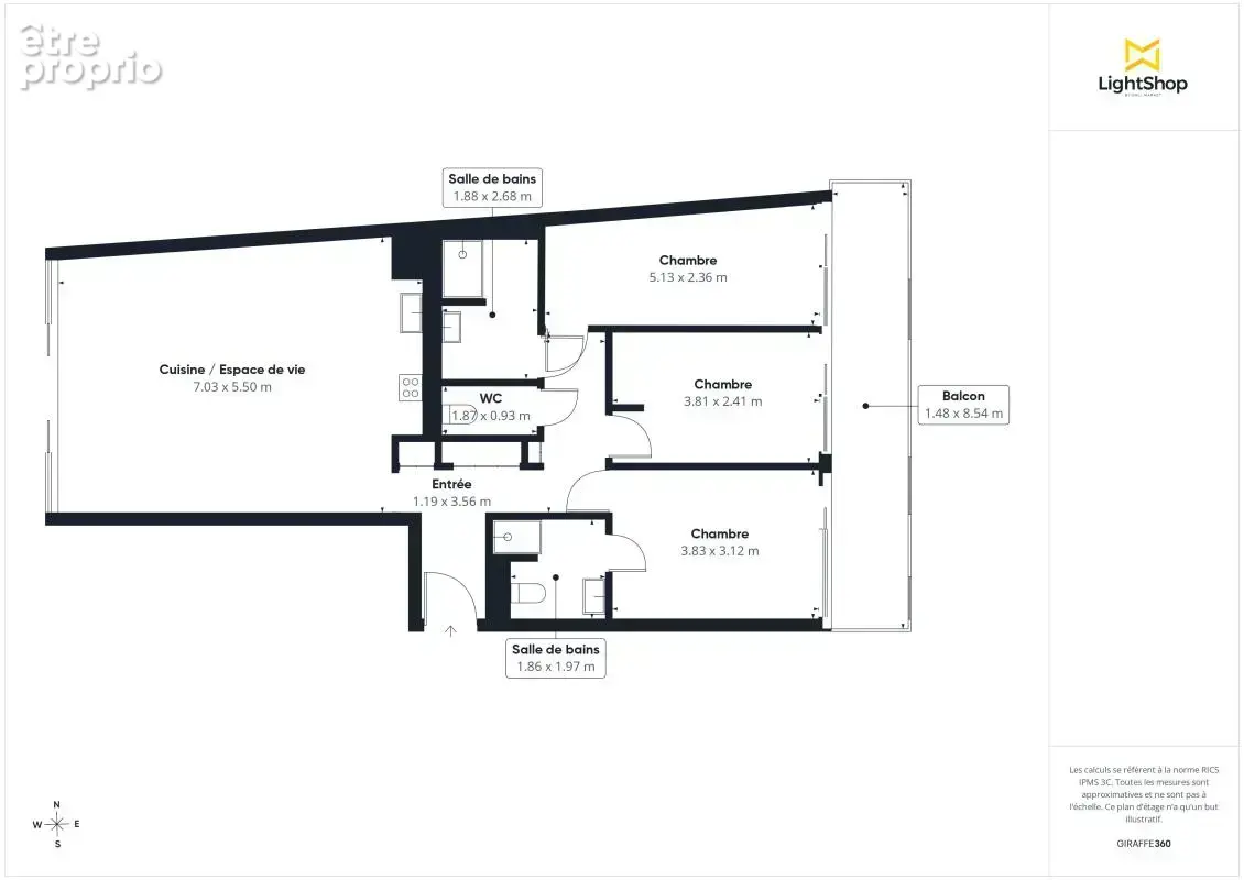 4 pièces de 91 m² avec terrasse et balcon - Avenue Emile Counord, Bordeaux - photo 17