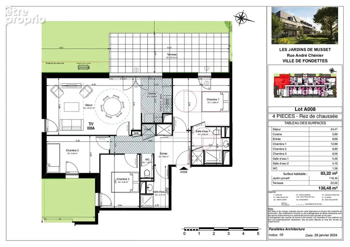 Appartement  4 pièces  avec Jardin Terrasse et 3 parkings - photo 4