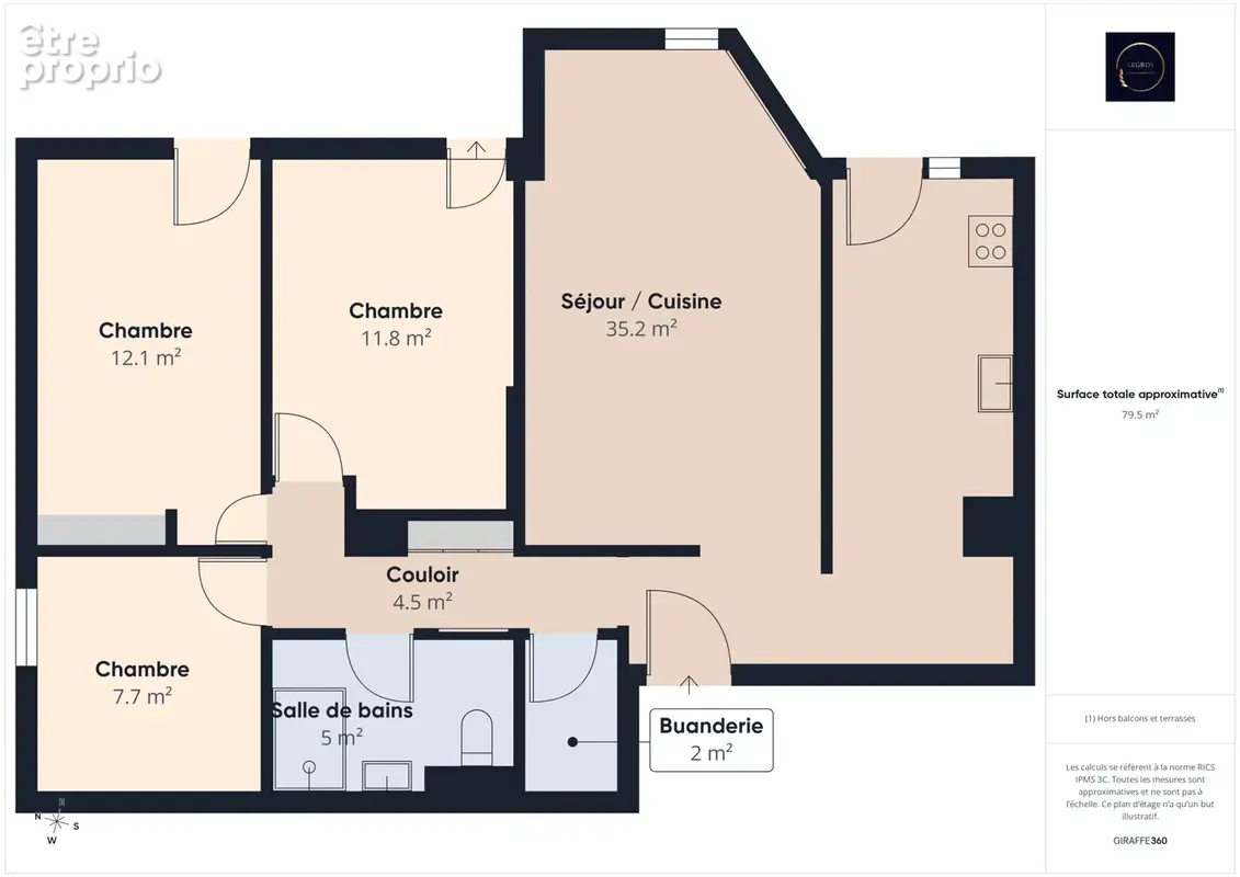 Appartement de 80 m2 en rez-de-chaussée avec un jardin de 80 m2 avec place de stationnement. - photo 6