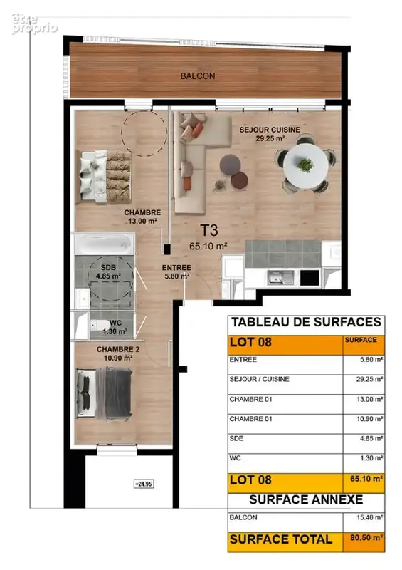 Appartement F3 avec vue mer à Donville Les Bains - photo 2