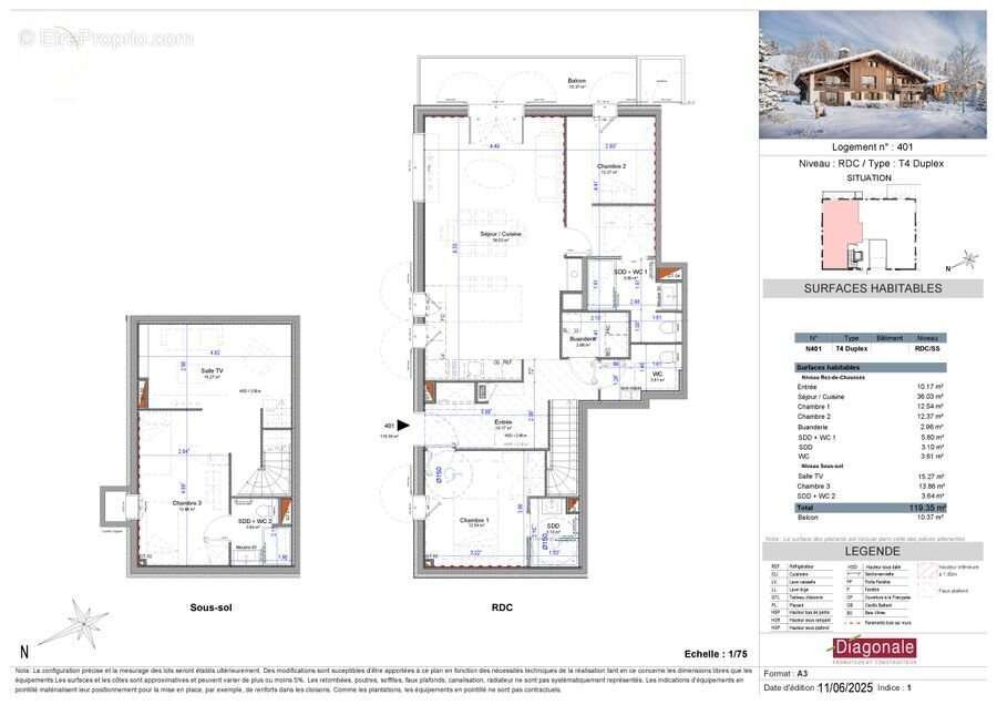 Appartement à DEMI-QUARTIER