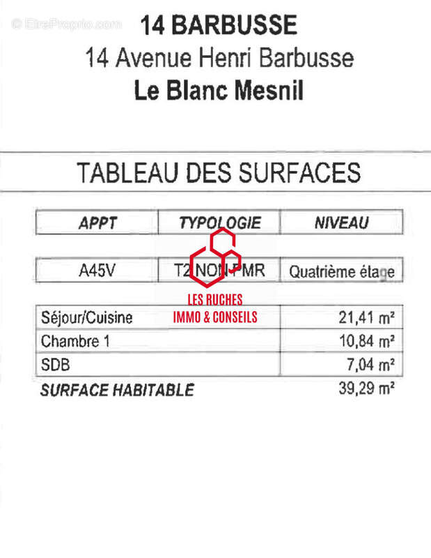 Appartement à LE BLANC-MESNIL