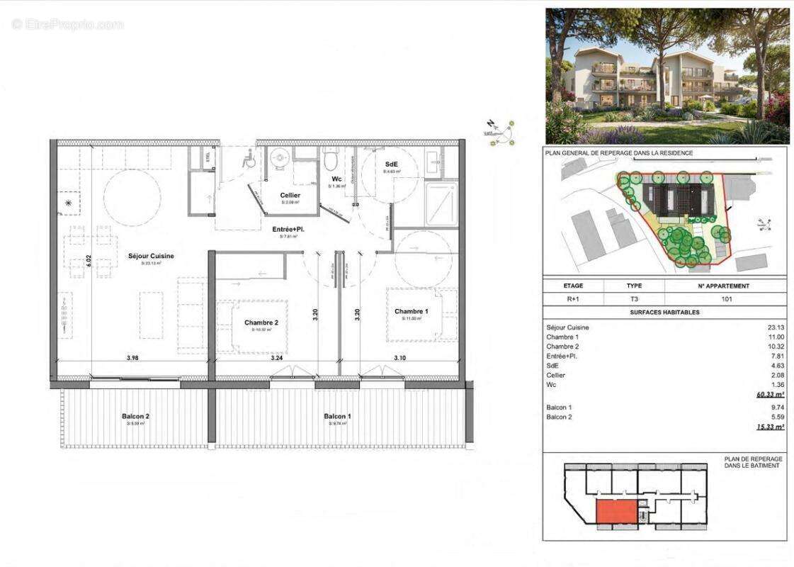 La franqui. t3 + double balcon avec parking. contactez-moi pour les disponibilités - photo 3