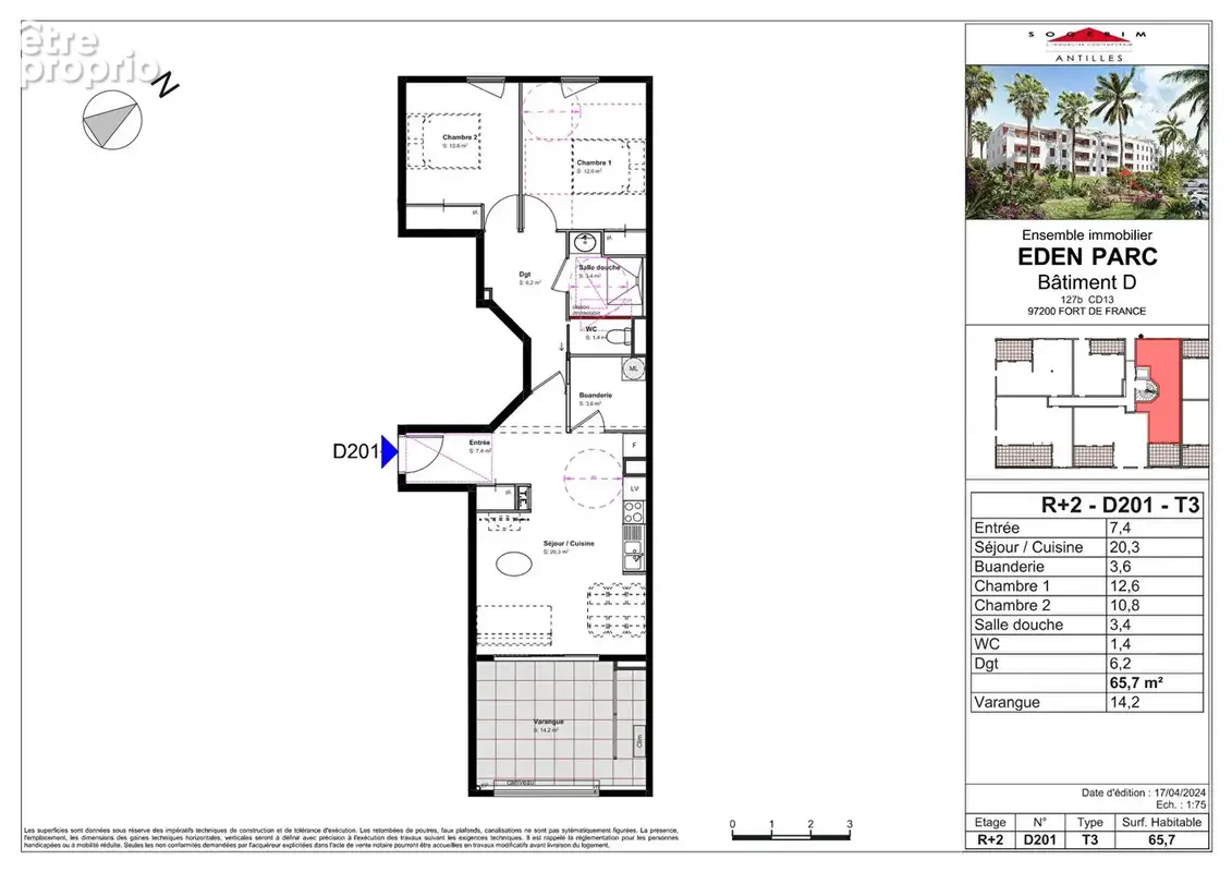 Appartement 65m² à fort-de-france - photo 2