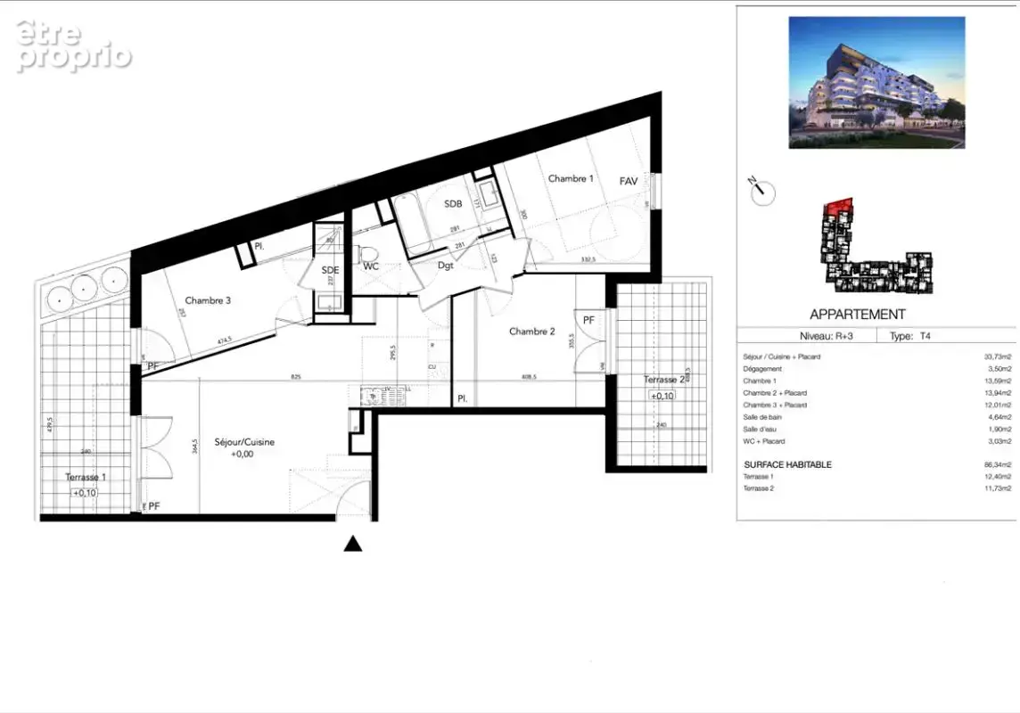 BÉZIERS (34000). T4 de 86 m² en Dernier Étage, 2 Terrasses. Accessibilité PMR - photo 3
