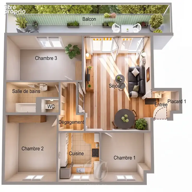 Appartement 3 chambres, terrasse plein Ouest et cave - photo 10