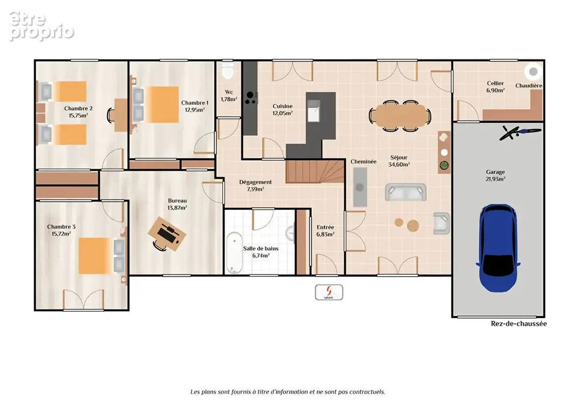 A vendre, Maison de plain pied 5 chambres  et un bureau, jardin de 1390m2 - photo 2