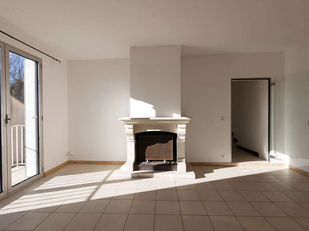 Salon avec cheminée - Appartement à SAINT-CHRISTOL-LES-ALES