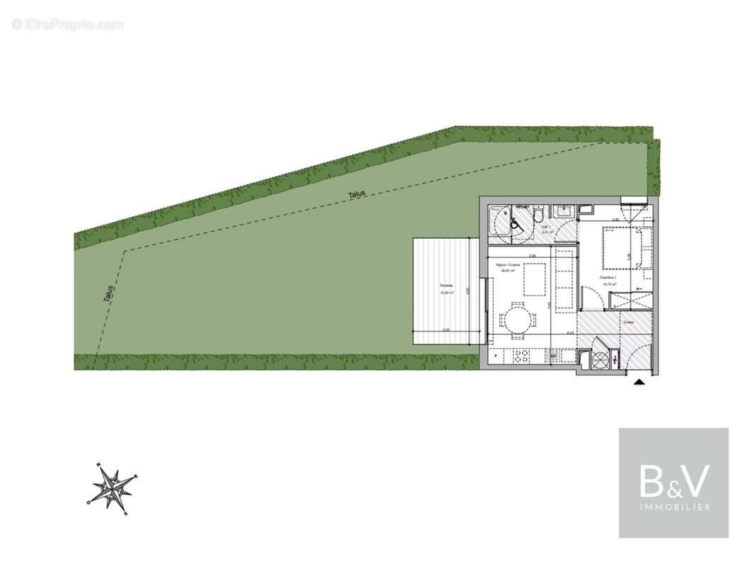 Charmant 2 pièces de 36 m² avec terrasse et jardin privatif - photo 5