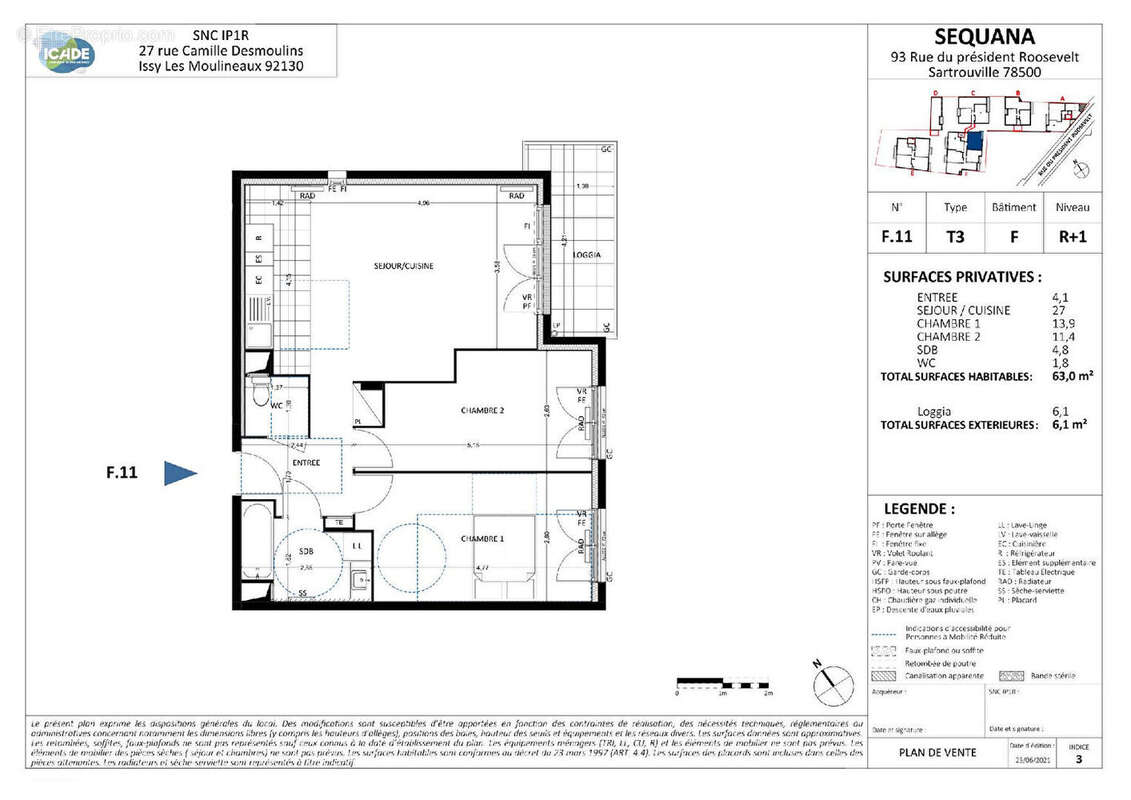 Appartement à SARTROUVILLE