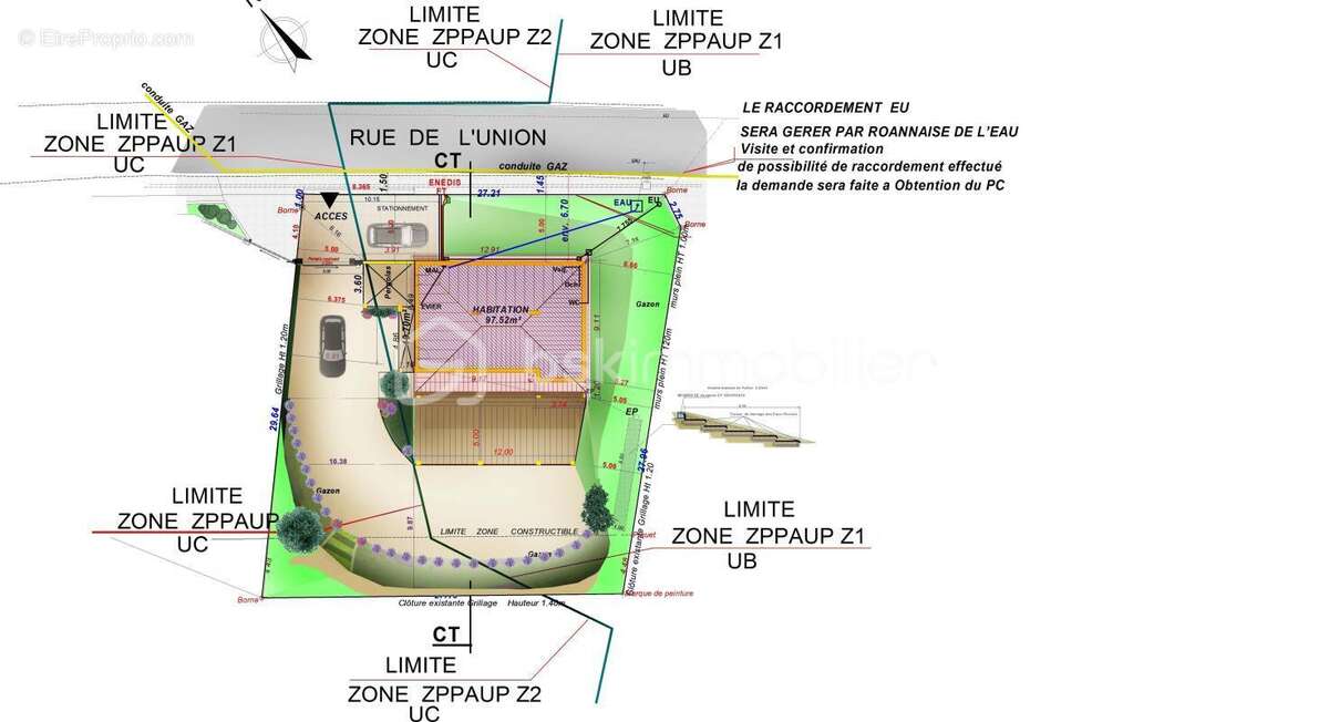 Terrain de 843 m² avec projet de maison (permis purgé, fondations réalisées) – Vue panoramique plein sud - photo 9