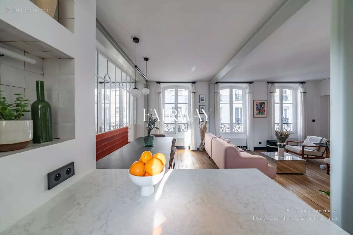 Appartement rénové par architecte Paris 2e - 64 m² - 2 chambres - Calme et lumineux proche rue du Nil - photo 7