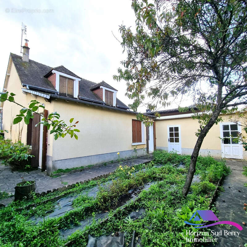 Façade arrière avec dépendances et jardin - Maison à SAINT-DENIS-DE-JOUHET