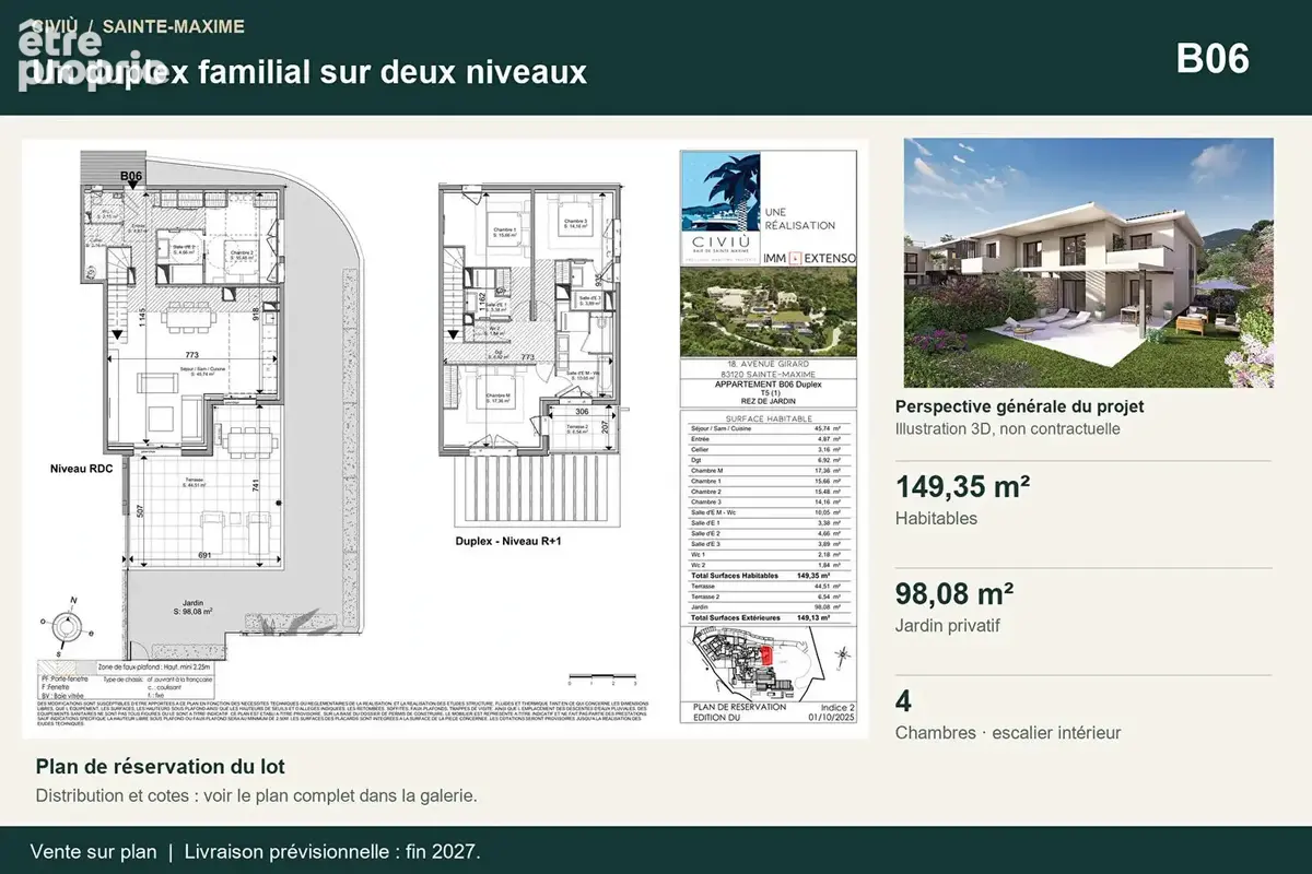 Sainte-Maxime - Duplex de quatre chambres avec jardin et deux terrasses - photo 7