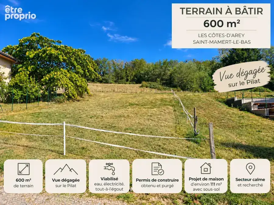 LES CÔTES-D'AREY – Terrain 600 m² viabilisé – Vue dégagée sur le - photo 4