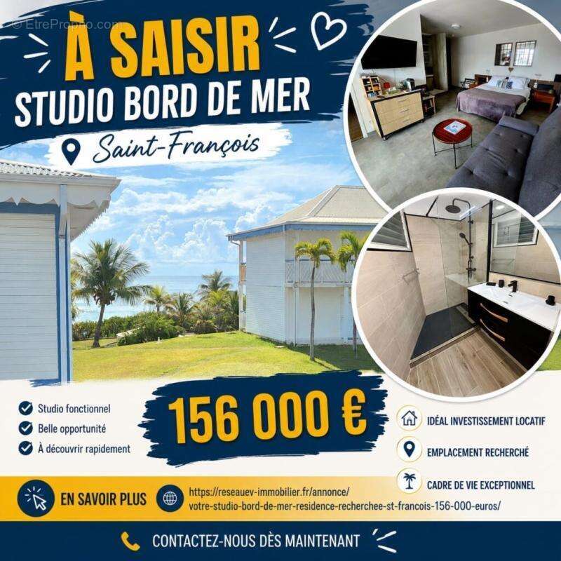Vue mer, calme et confort: votre studio équipé dans résidence recherchée St François 156 000 euros - photo 2