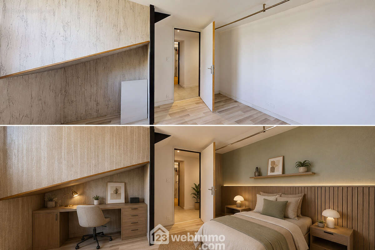 Chambre 2. Visuel d?aménagement virtuel non contractuel. - Maison à LES EPESSES