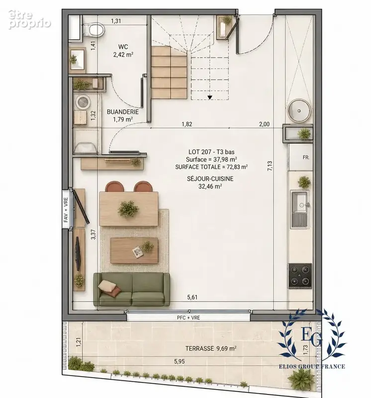 Appartement 3 pièces 73 m² à vendre à Montpellier (34000) - photo 2