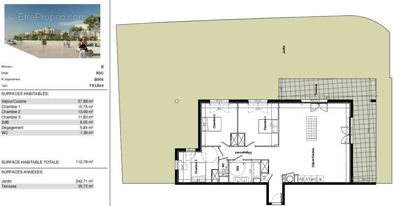 Frontignan - Appartement T4 avec terrasse, garage et parking - photo 12