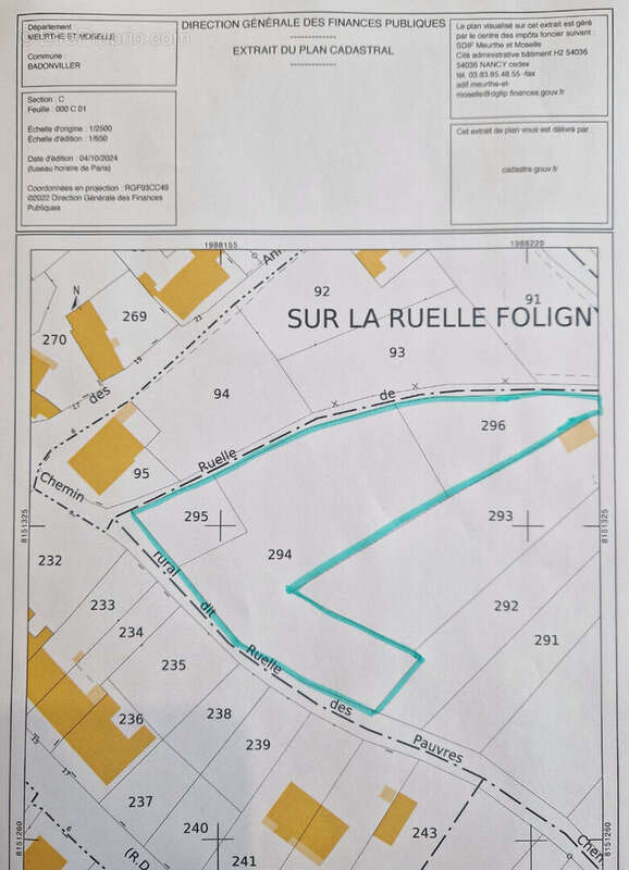 Terrain à BADONVILLER