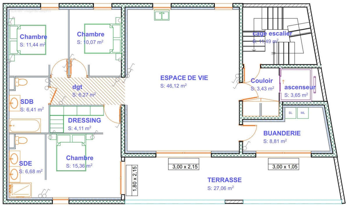 Sète, Corniche, appartement 4 pièces avec terrasse et parking, - photo 14