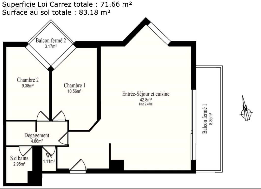 3 pieces avec balcons + cave+ parking deux ascenseurs - photo 4