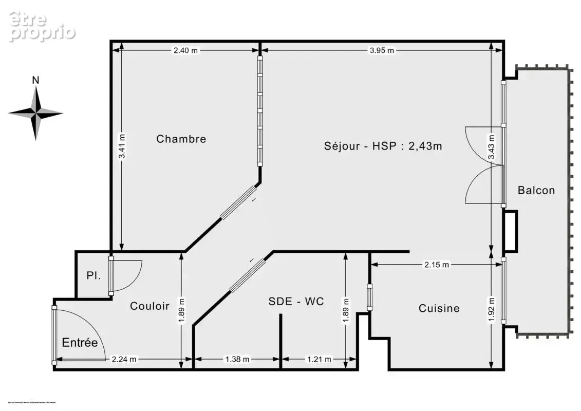 T1 Bis 34,76 m² au dernier étage - photo 3