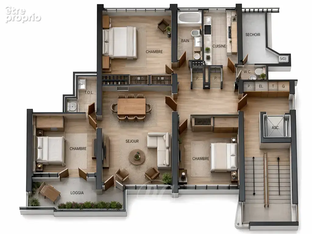 Appartement 4p traversant sur parc - photo 8