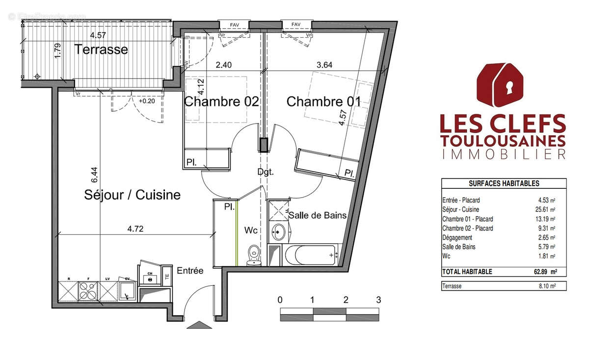 Appartement Toulouse 3 pièces 64 m² + 9m² de Terrasse + Parking sous-sol ! PATTE D'OIE - photo 9