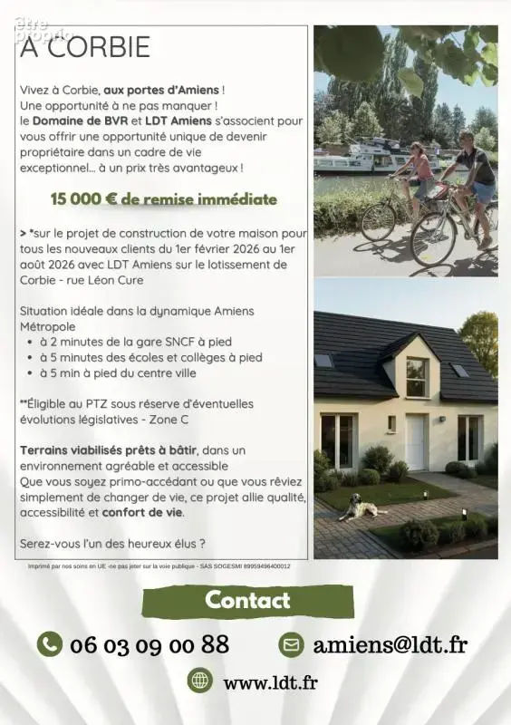 Terrain à CORBIE de 461 m2, centre ville -  proximité  Gare - commerces - Ecoles - photo 2
