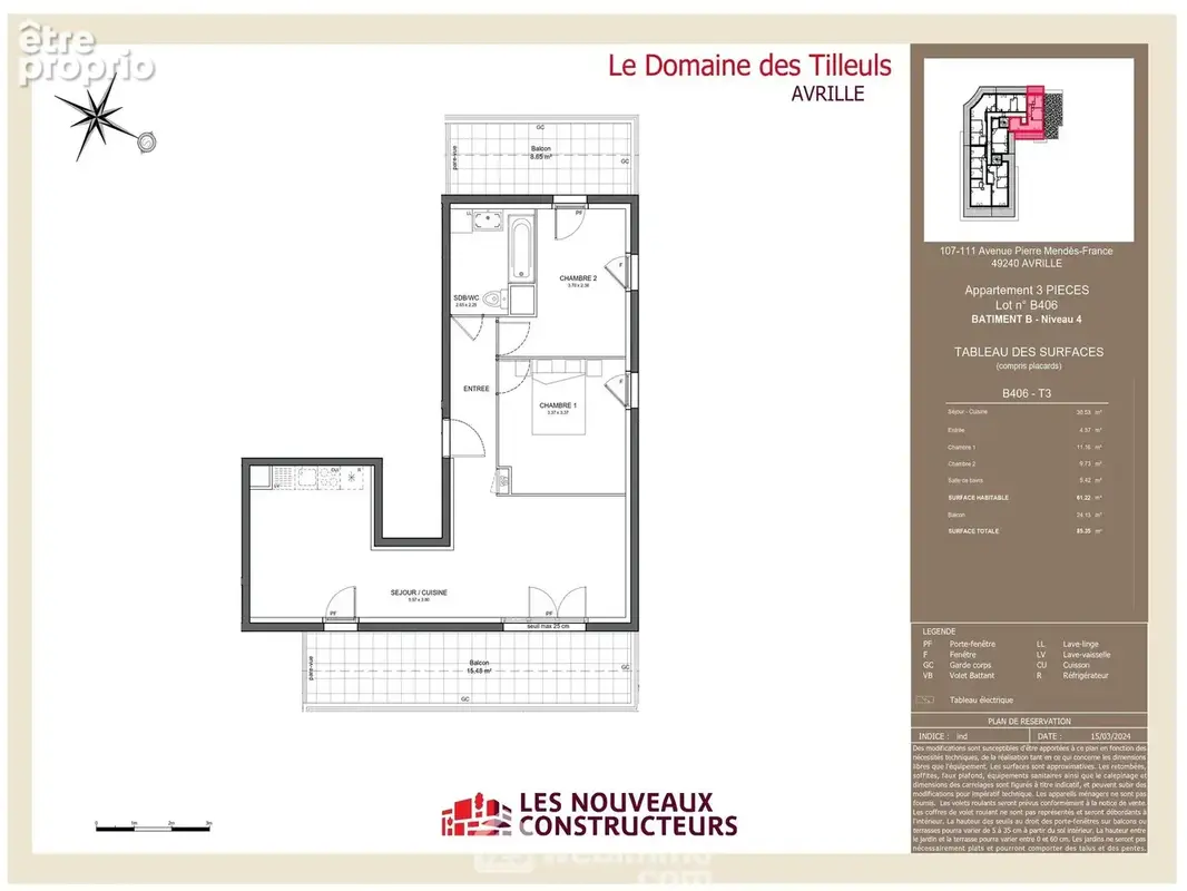 Magnifique appartement à 2 pas de la ligne de tram d'Avrillé.
