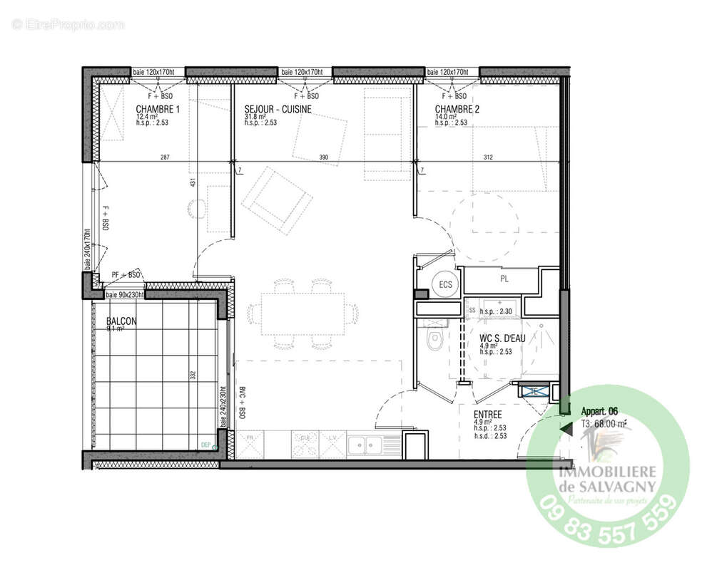 Appartement à LA TOUR-DE-SALVAGNY