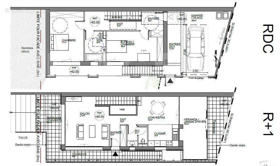 Plans RDC et R+1 - Terrain à MAGNY-LE-HONGRE