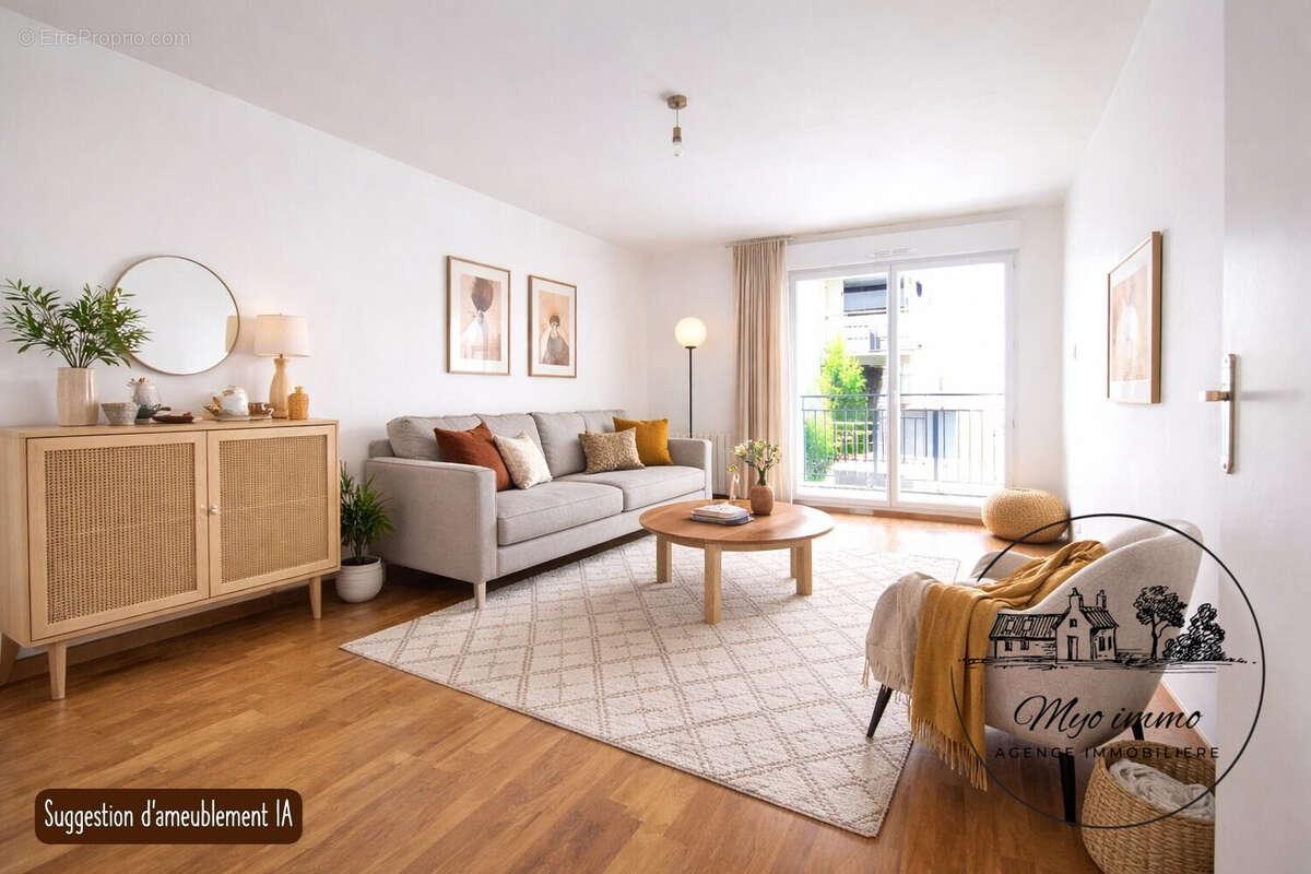 salon meublé par IA - Appartement à INDRE
