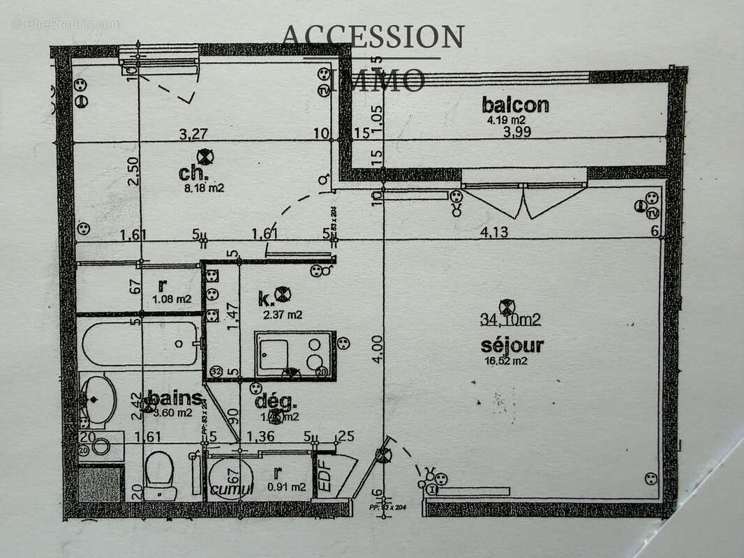2 pièces avec CHAMBRE Dijon TOISON D'OR 34 m2 au 2ème étage dans Résidence Ravalée avec BALCON CAVE PKG S/SOL - photo 2
