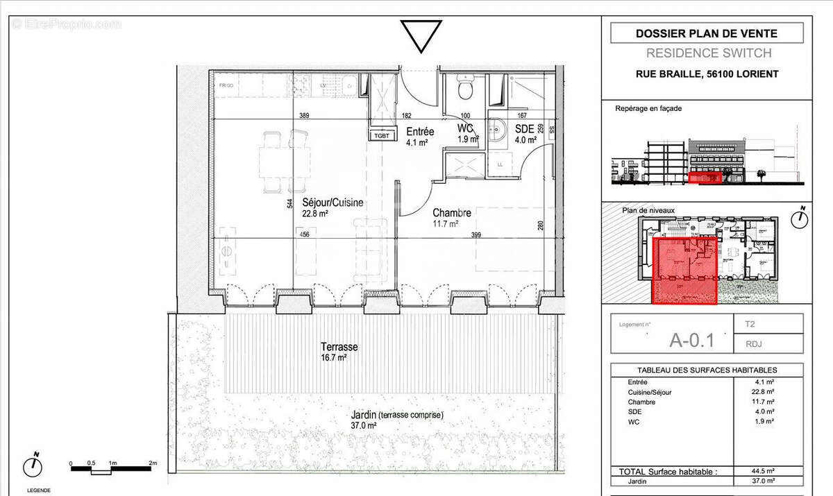 Appartement 44 m² à Lorient  - photo 2
