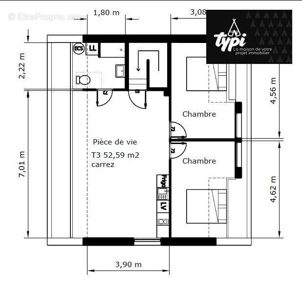 Appartement 52 m² à Caudan  - photo 4